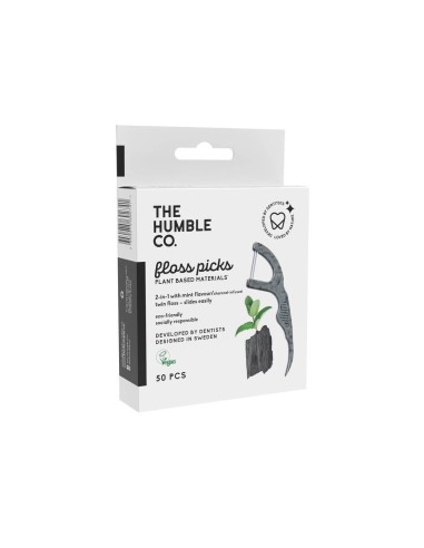 The Humble Co. 50 Piece Charcoal Floss Applicator (Mint Flavour)