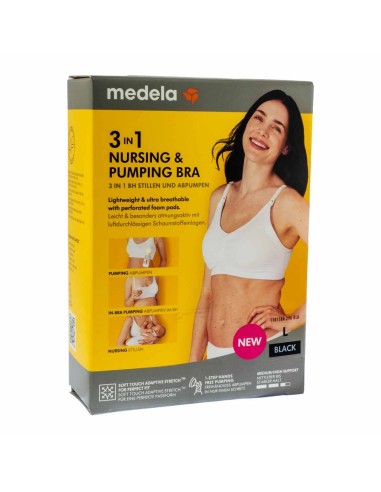 Medela 3 in 1 Nursing and Pumping Bra Black L