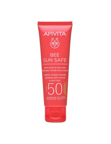 Apivita Bee Sun Safe Anti-Spot and Anti-Age Defense Tinted Face Cream SPF50 50ml