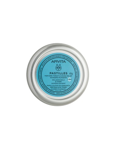 Apivita Pastilles for Sore Throat and Cough Relief Eucalyptus and Propolis 45g