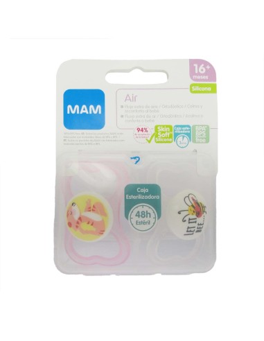 MAM Pacifier Air Silicone + 16m Pink 2un