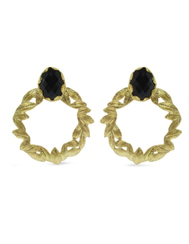 MRIO Classic Earrings Black Gold Silver Wreath