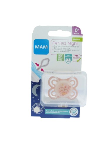 MAM Pacifier Perfect Night Silicone + 0M Pink 1un