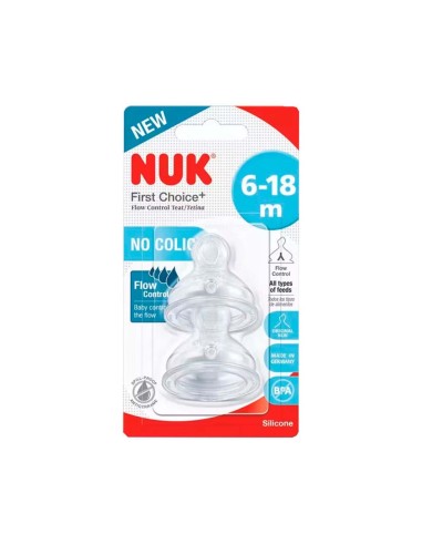 NUK First Choice Flow Control Nipple 6-18m 2 Pack