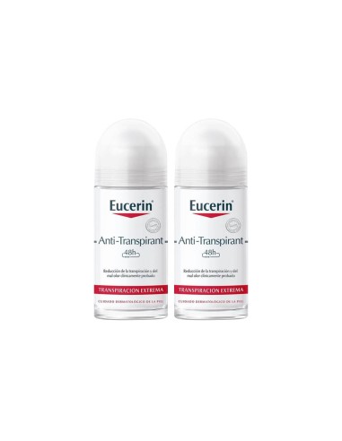 Eucerin Anti-Perspirant 48H Roll On 50mlx2
